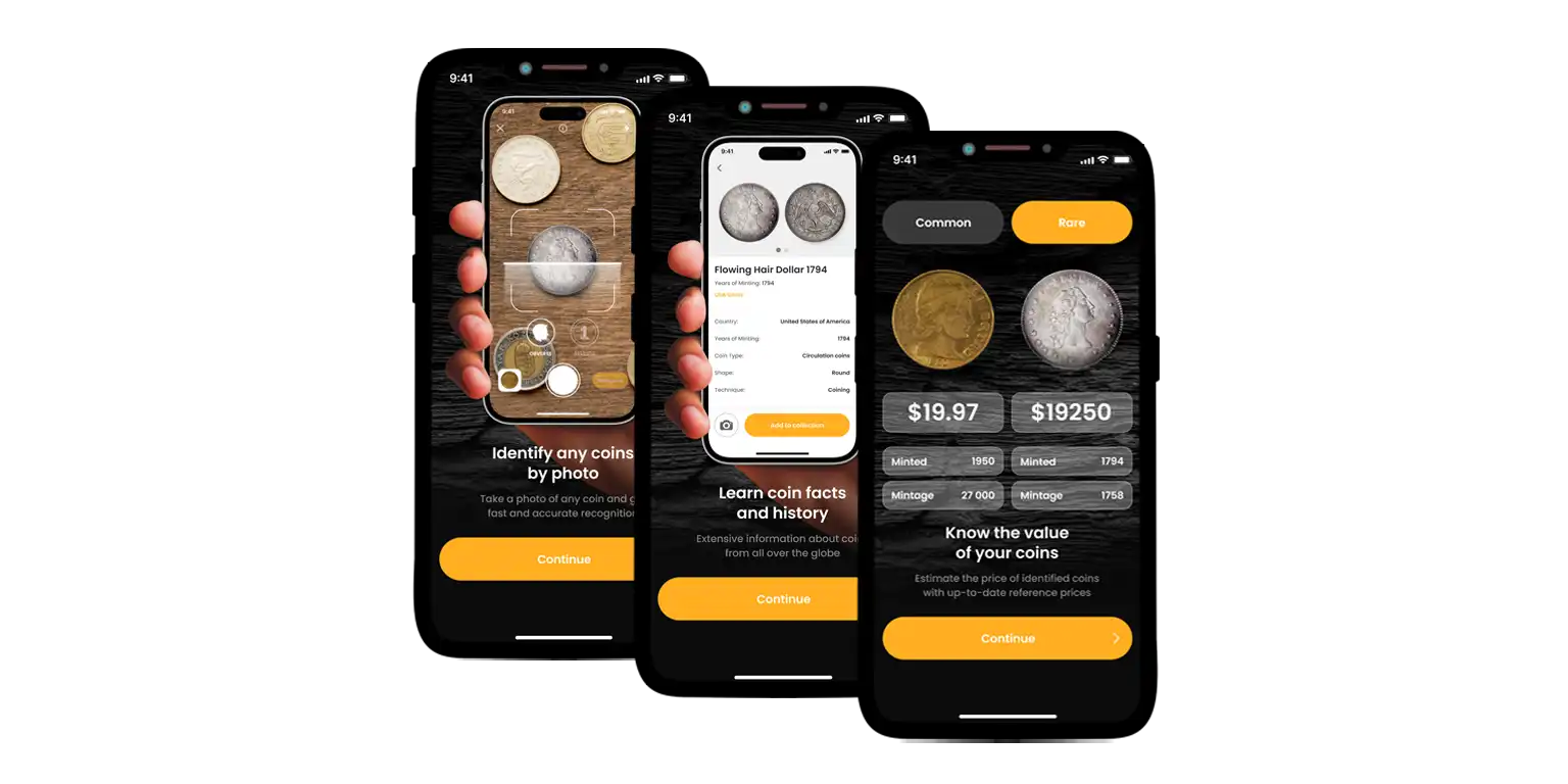 A screenshot from the Coin ID Scanner app giving a coin overview.