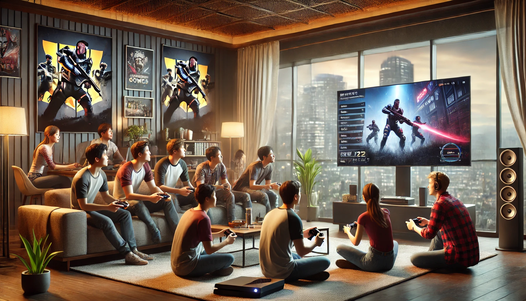 a group of tourists participating in a cultural tour, observing traditional Tongkonan houses with their distinct boat-shaped roofs and colorful patterns